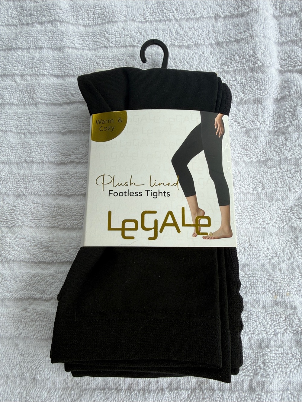 LeGale Plush-Lined Footless Tights — Black
